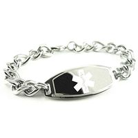My Identity Doctor - Custom Engraved Men's Medical ID Bracelet, 8mm Stainless Steel, Thick Chain - White - Wrist Size 7.25 Inch