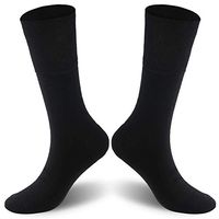 KitNSox Mens Women's No-Binding Soft Stretchy Breathable Comfort Circulatory Loose Diabetic Crew Socks 1 Pair Black M