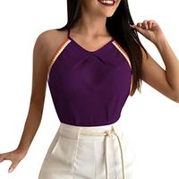 Kiminana Camis Vest,Fashion Sleeveless V Neck Casual Style Sling Women Blouse Tops Tee Vest Purple