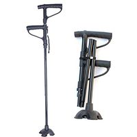 Adjustable Folding Walking Cane, Lightweight Walking Stick, for Men and Women Hand Crutch with T Handle Double Handles Crutches with LED Light Fashionable Sturdy Stable