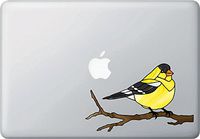 Bird - Goldfinch - Stained Glass Style Opaque Vinyl Laptop MacBook Decal - Copyright 2015 Yadda-Yadda Design Co. (Size Choices) (MD 7"w x 4.5"h)