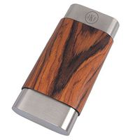Personalized Visol Terran Natural Wood & Stainless Steel Cigar Case - Free Engraving (Roman Monogram)