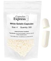 Capsules Express- Size 4 White Empty Gelatin Capsules 500 Count - Kosher and Halal Certified - Gluten-Free Pure Bovine Gelatin Pill Capsule - DIY Powder Filling
