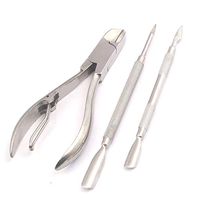 LAJA Imports Stainless Steel Cuticle Nipper/Nail Nipper and Toenail Clipper with 2 Cuticle Pusher and Nail Cleaner,Pack of 3