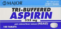 Tri Buffered Aspirin Tablets Generic for Bufferin 325 mg 100 Tablets per Bottle Pack of 2 Total 200 Tablets