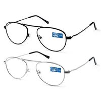 Reading Glasses 2 Pack For Men/Women Metal Frame Unisex 2 Pack Silver/Black (+3.0)