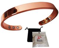 Fitness Braces Copper Magnetic Bracelet for Men Women w/Pouch and 6 Powerful Magnets, Natural Therapy Arthritis Pain Relief (Rose Gold)