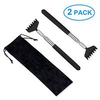 2 Pack Portable Extendable Back Scratcher, Metal Stainless Steel Telescoping Back Scratcher Tool with Carrying Bag