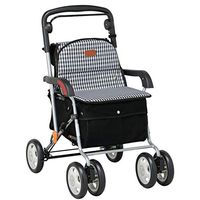 Walkers Elderly Shopping Shopping Cart Can Sit Trolley Folding Small Cart Walking Anti-Skid Gift (Color : Black, Size : 8366cm)