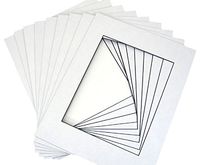 50 12x16 Picture Mats for 8x12, White w/ Blackcore + Backing + Bag