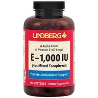 Lindberg E-1,000 IU Plus Mixed Tocopherols, Natural d-Alpha Form of Vitamin E (180 Softgels)