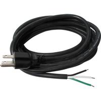 Power Cord, 3-Prong Grounded Male to Bare End, 16 AWG, Black, 12ft