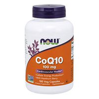 NOW Supplements, CoQ10 100 mg with Hawthorn Berry, Pharmaceutical Grade, All-Trans Form produced by Fermentation, 180 Veg Capsules