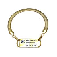 Chevron Gold Plated Medical Bracelet for Women. Incl Custom Engraving up to 10 Lines. Choose Size!