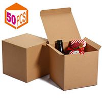 MESHA Kraft Boxes，Brown Gift Boxes 6 x 6 x 6 inches, Paper Gift Boxes with Lids for Gifts, Crafting, Cupcake Boxes (50)
