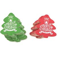 200 Pcs Christmas Gift Tags Christmas Tree Shape Kraft Paper Tags for Christmas Festival Party Baking Cake Dessert Wrapping Decoration,Red and Green