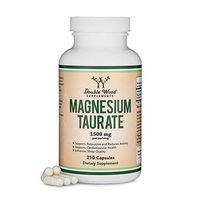 Magnesium Taurate Supplement For Sleep, Calming, and Cardiovascular Support (500mg, 210 Vegan Capsules) Made in USA, by Double Wood Supplements
