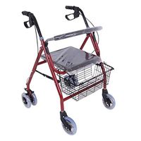 Standard Walkers Walker Disabled Auxiliary Equipment Multifunctional Lower Limb Training Four-Wheel Folding Trolley Elderly Portable Shopping Cart (Color : Red, Size : 7056cm)
