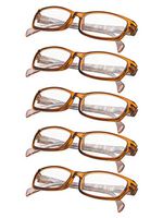 5-Pack Ladies Reading Glasses Fashion Pattern Design Readers Brown +2.5