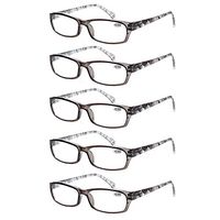 Reading Glasses 6 Pack Black Rectangular Quality Fashion Readers for Men and Women (5 gray, 1.00)