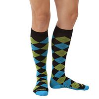 Zensah Argyle Compression Socks,Black/Turquoise/Green Apple,Small