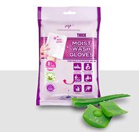 Premium Formulations Thick Moist Wash Gloves - 8 Count - No Rinse Gentle - Pre-Moistened Wash Gloves - No Water, Soap, rinsing or Drying Necessary - Universal One Size Fits Everyone