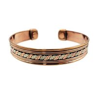 Copper Bracelet for Arthritis Pain Management - Men & Womens Magnetic Cuff Bracelet - Natural Healing Non-Invasive Pain Relief from Joint Pain, Arthritis, RSI Magnet Therapy (Three Tone Slim Stripped)