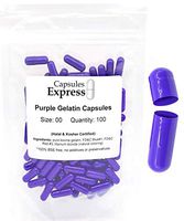 Capsules Express- Size 00 Purple Empty Gelatin Capsules 100 Count - Kosher and Halal Certified - Gluten-Free Pure Bovine Gelatin Pill Capsule - DIY Powder Filling