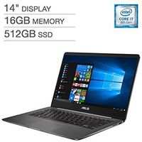 ASUS ZenBook UX430UN UltraBook Laptop: 14" Matte NanoEdge FHD (1920x1080), 8th Gen Intel Core i7-8550U, 512GB SSD, 16GB RAM, NVIDIA MX150 Graphics, Backlit Keyboard, FingerPrint Reader, Windows 10