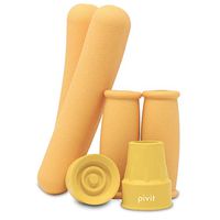 Pivit Ultra Crutch Accessory Kit | Universal, Gold | Includes Rubber Feet Tips Underarm Armpit Pillow Pads & Forearm Handle Hand-Grips | Soft Foam Padding Replacement Parts for Adult Aluminum Crutches