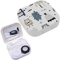 Portable Contact Lens Case Box Travel Kit Mirror + Bottle + Tweezers Container Holder [ Childish Cute Monsters ]