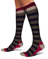 SB SOX Compression Socks (20-30mmHg) for Men & Women - Best Stockings for Running, Medical, Athletic, Edema, Diabetic, Varicose Veins, Travel, Pregnancy, Shin Splints (Stripes - Gray/Purple, Medium)