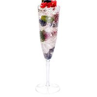 4 oz Clear Plastic Wedding Champagne Flute - 1-Piece - 7 1/2" x 2 1/4" x 2 1/4" - 20 count box - Restaurantware