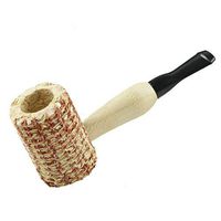 PeiQiH Tobacco Smoking Pipe, Handmade Classic Durable Corn cob Pipe Accessories Wood The Best Gift for Husband Father-Medium 107x32x44mm