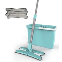 JTYX MOPS Hand-Free Washing Floor Mop and Bucket Set Household Wet and Dry Microfiber Lazy Mop 4 in 1 Flat Mop Cleaning Tool