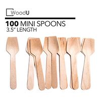WoodU Wooden Miniature Spoons 3.5” Disposable Square End (Pack of 100) Perfect for Crafts, Sugar Scrubs, Tasting and Sampling