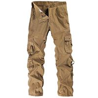 Jiayit Men's Men Cargo Work Pants Hiking Sport Holiday Cotton Multi-Pocket Overalls Outdoor Workwear Leisure Pants Cotton Trousers (30, Khaki)