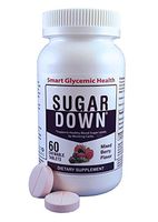 SugarDown Blood Sugar Support. Naturally Block Carbs. 1 Bottle. 60 Chewable Tablets. Mixed Berry Flavor.
