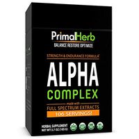 Alpha Complex - by Primal Herb | Strength, Stamina, Energy Support | Tongkat Ali 200:1 Plus 7 Organic Herbal Extract Powders - 106 Servings | Includes Bamboo Spoon