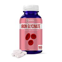 Iron Glycinate Supplement by Ahana Nutrition – Iron Capsules to Support Red Blood Cells and Muscle Health (50mg - 100 Capsules)