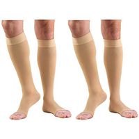 Truform Compression 30-40 mmHg Knee High Open Toe Dot Top Stockings, Beige, 2X-Large, 2 Count