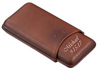 Personalized Legend Saddle Leather 3-Cigar Case with Free Vivaldi Laser Engraving