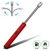 Elite Brands USA Electric Arc Long Flexible Neck USB Rechargeable Windproof Flameless Lighter, Ideal for Fireplace Candle Kitchen Grills Stove Barbeque Lanterns, Long Plasma Beam Lighter (Red)