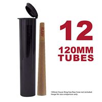 120MM Black Doob Tubes | 12 Pack | Waterproof Airtight and Smell Proof Blunt Vial Container | Child Resistant with Squeeze Pop Tops | BPA-FREE | Ideal for Storing King Size Pre Rolled Raw Cones