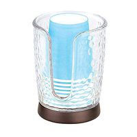mDesign Modern Plastic Compact Small Disposable Paper Cup Dispenser - Storage Holder for Rinsing Cups on Bathroom Vanity Countertops - Clear/Bronze