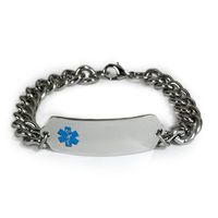 Taking PRADAXA Medical ID Alert Bracelet with Embossed Emblem and Wide Chain. Style: Classic Wide, Premium Series.