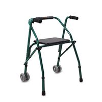 GY Elderly Walker Four Corner Cane Lightweight Folding with Wheels with Seat Assisted Walking, Carrying Capacity of 100 Kg, Green Medical Supplies (Color : Green)
