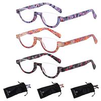 Reading Glasses Women | 3 Pack Fashion Readers Half Moon Frames with Spring Hinge Quality Reading Eye Glasses Multi Color Variety Pattern Pack, Prescription Strength + 3.50