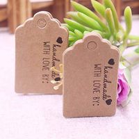 OBELLA BOUTIQUE 5x3cm 100pcs per lot handmade hang tag kraft paper thank you gift tag label for wedding/candy/baby gift products tagging package