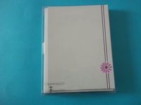 Crane CC9751 Daisy Stripe on Pearl White Kid Finish 100% Cotton 10 Cards 10 Envelopes 5 3/4" x 7 11/16" Limit 1 Per Customer